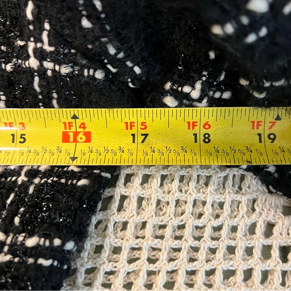 Albert Nipon Tweed Wool Blend Blazer Business Jacket Black White Sz 8 Vintage - Picture 10 of 11